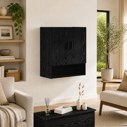 Wall-mounted Storage Cabinet Black Oak 60 x 31 x 70 cm Engineered Wood Shelves