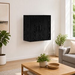Wall-mounted Storage Cabinet Black Oak Modern Space-saving Engineered Wood