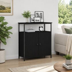 Sideboard Black Oak 70 x 30 x 80 cm Storage Cabinet Modern Living Dining