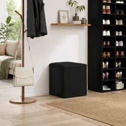 Storage Bench Black Oak Modern Living Room Furniture Engineered Wood Hallway