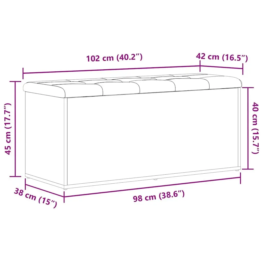 Storage Bench Modern Engineered Wood 102x42x45cm Black Oak