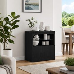 LED Sideboard Black Modern Storage Cabinet with RGB Lighting 60.5 x 37 x 67 cm