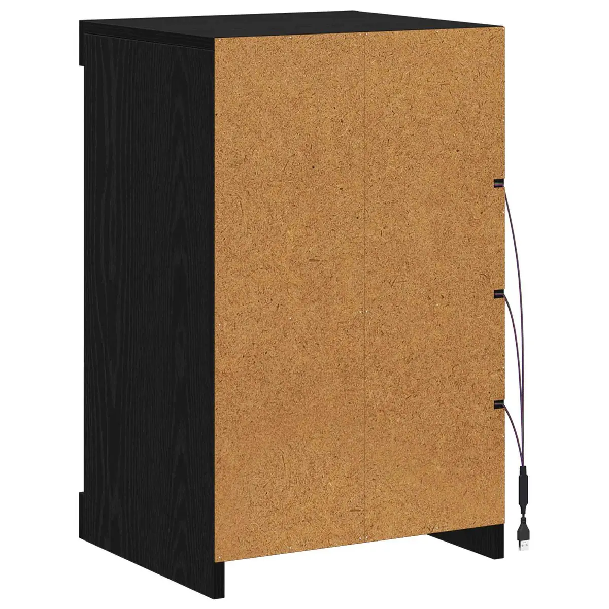 LED Sideboard Modern Storage Cabinet RGB Lighting Black Oak Engineered Wood Glass Shelves