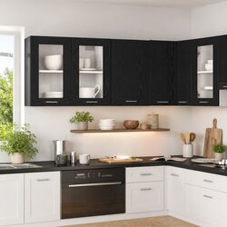 Hanging Kitchen Cabinet Wall-Mounted Storage Black Oak 40x31x60 cm Engineered