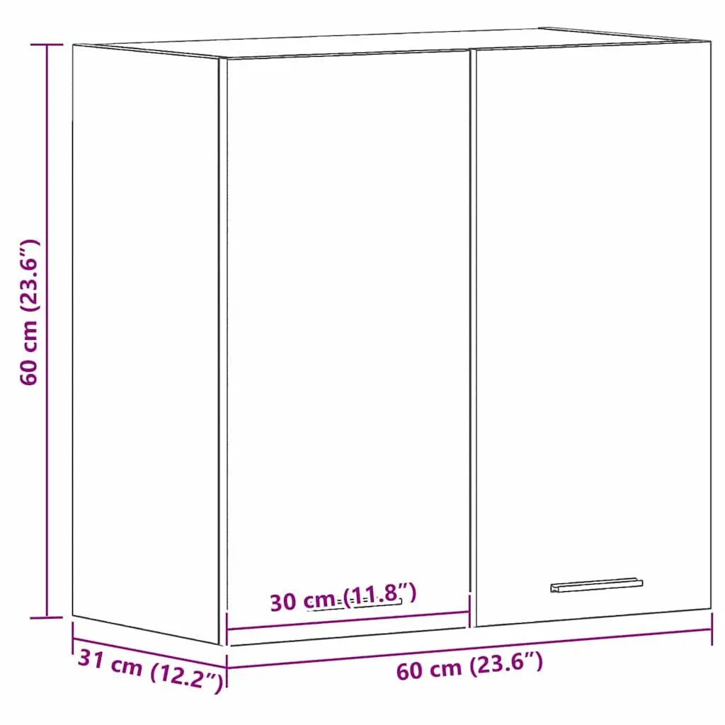 Hanging Kitchen Cabinet Modern Storage Organiser 60x31x60cm Black Oak