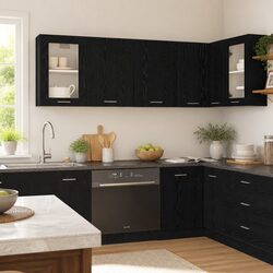 Hanging Kitchen Cabinet Modern Storage Black Oak 80x31x60cm Engineered Wood