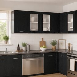 Hanging Kitchen Cabinet Black Oak Modern Storage Engineered Wood 80x31x60cm