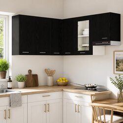 Hanging Kitchen Cabinet Black Modern Storage Engineered Wood 57 x 57 x 60 cm