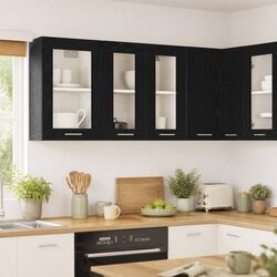 Hanging Kitchen Cabinet Black Oak 60x31x60cm Engineered Wood Storage Organiser