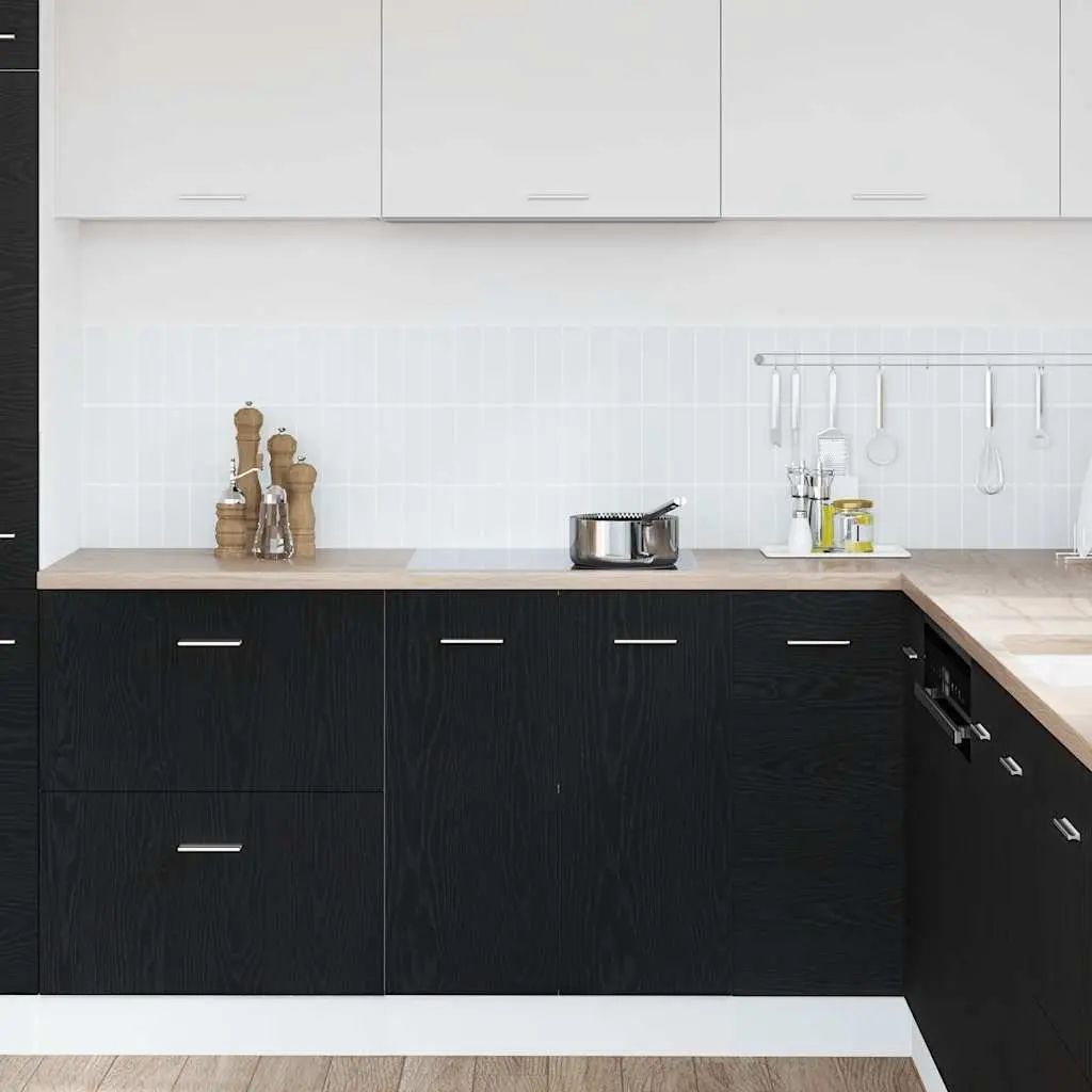 Bottom Kitchen Cabinet Engineered Wood Storage Cupboard Black Oak 60x46x81.5cm