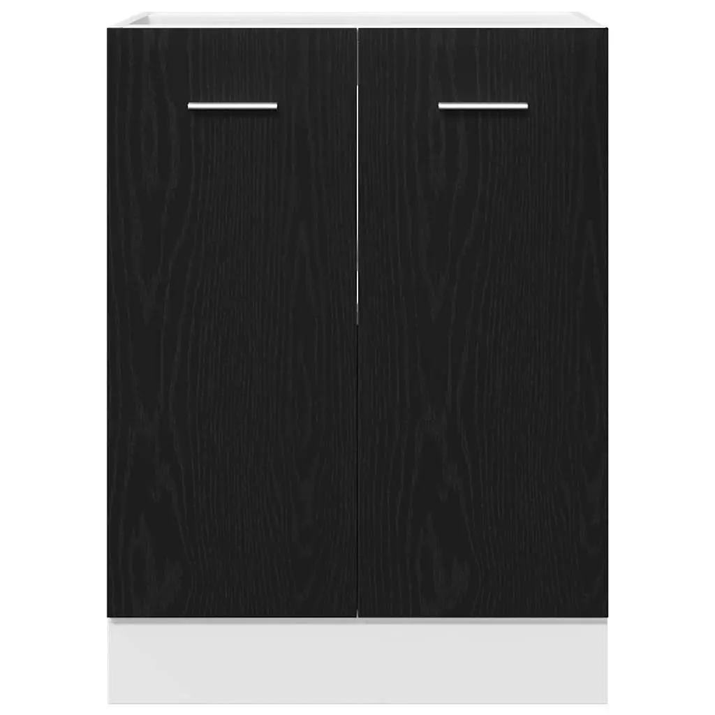 Bottom Kitchen Cabinet Engineered Wood Storage Cupboard Black Oak 60x46x81.5cm