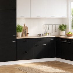 Hanging Kitchen Cabinet Black Oak Modern Storage Engineered Wood 60x46x81.5cm