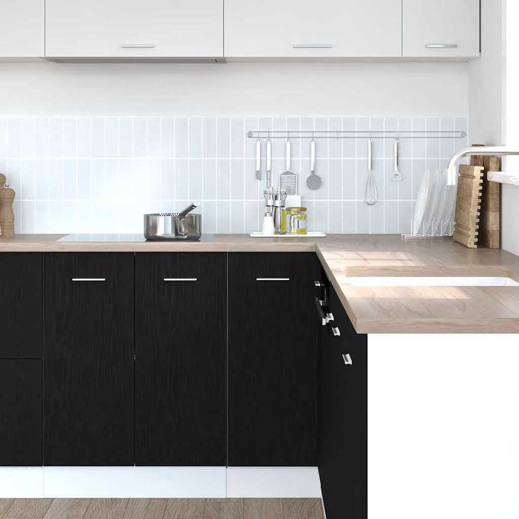 Hanging Kitchen Cabinet Modern Storage Black Oak 75.5 x 75.5 x 80.5cm