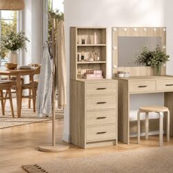 Highboard Buffet Sideboard Cabinet Storage Dining Room Furniture Brown Modern