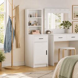 Highboard Storage Cabinet White 40 x 40.5 x 135cm Modern Furniture Buffet