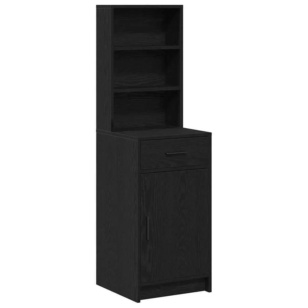 Highboard Storage Cabinet Engineered Wood 40cm Black Oak