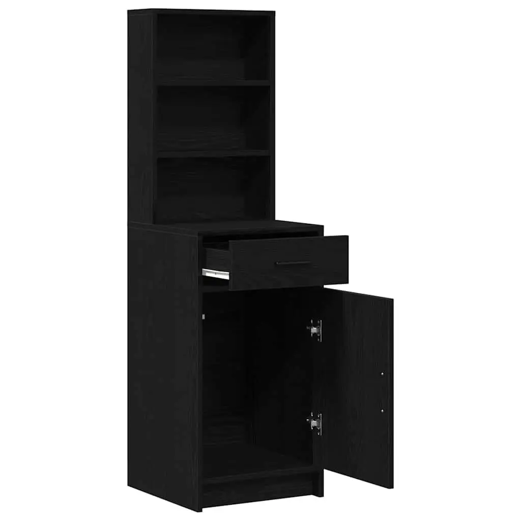 Highboard Storage Cabinet Engineered Wood 40cm Black Oak