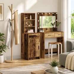 Highboard Storage Cabinet Brown Engineered Wood Modern Home Living Room Dining