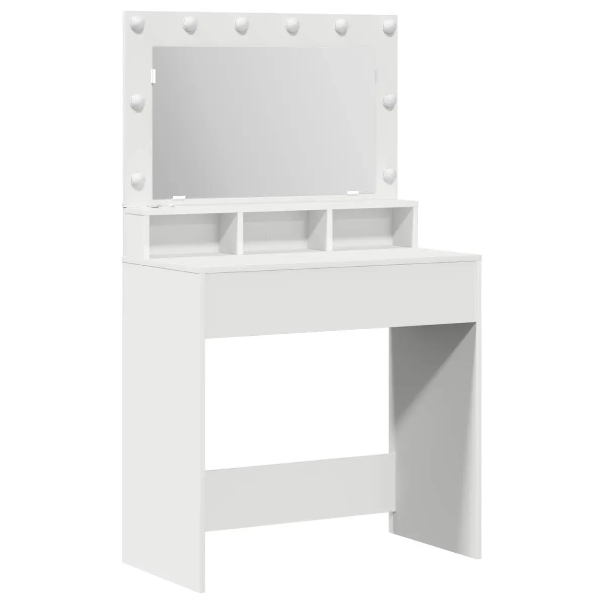 Dressing Table Integrated Mirror LED Lights 78.5 x 41 x 135 cm White Engineered Wood