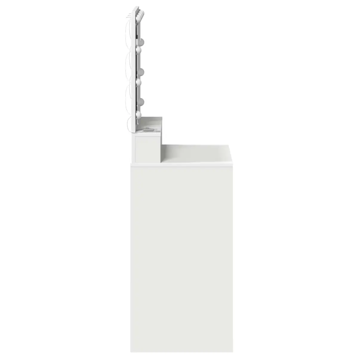 Dressing Table White Integrated Mirror with LED Lights Engineered Wood