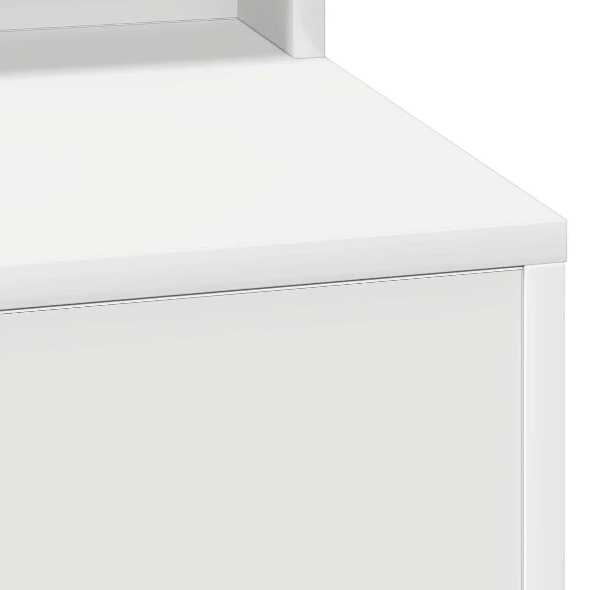 Dressing Table White Integrated Mirror with LED Lights Engineered Wood