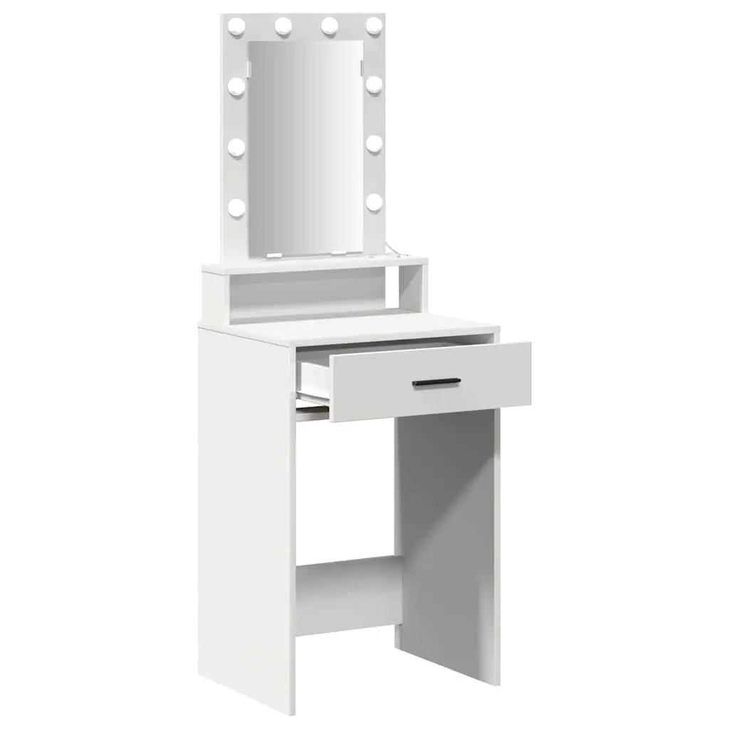 White Dressing Table Bedroom Vanity Mirror LED Lights USB Drawer Storage