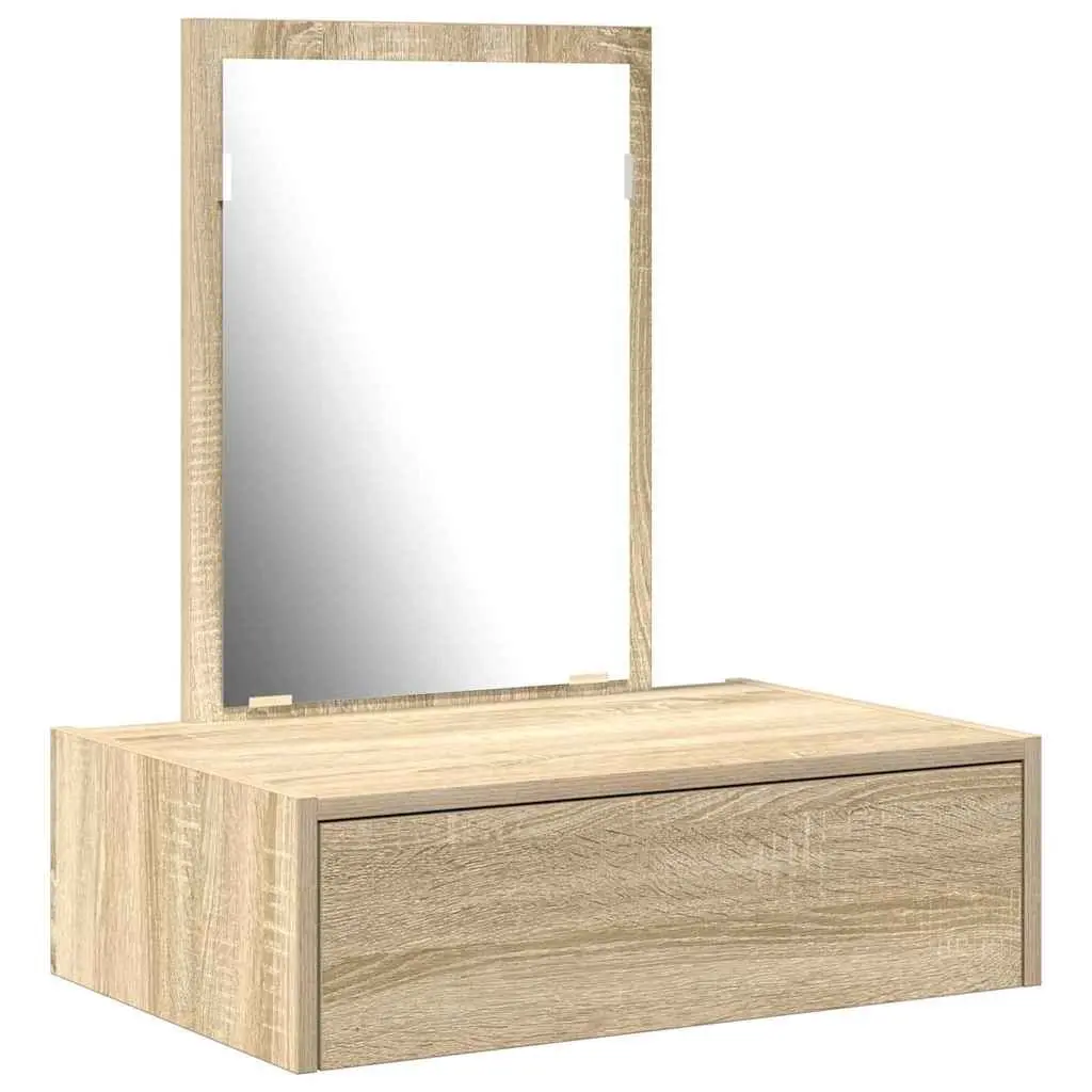 Dressing Table Modern Vanity Unit Brown Engineered Wood Integrated Mirror Storage