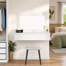 White Dressing Table Bedroom Vanity Unit Storage Desk Modern Furniture