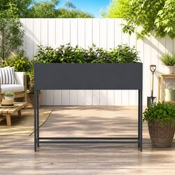 Raised Garden Planter Rectangular Outdoor Anthracite 100 x 26 x 82 cm Metal
