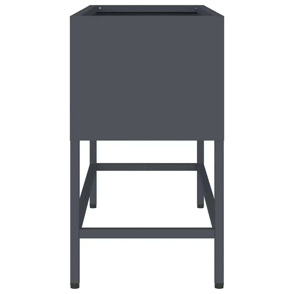 Raised Garden Planter Rectangular Steel Metal Container 60 x 26 x 45 cm Anthracite