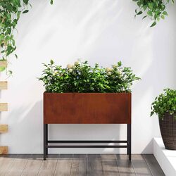 Raised Garden Planter Rectangular Burnt Orange Outdoor Weathering Steel Pot Box