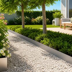 Garden Lawn Edging 20 pcs 100cm Galvanised Steel Border Silver Outdoor Path