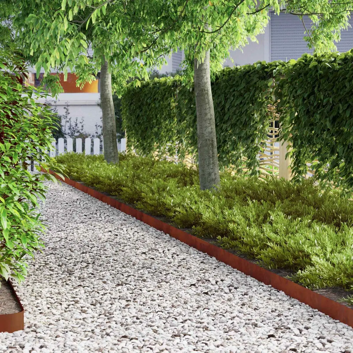 Garden Lawn Edging 4 Pcs Weathering Steel Rusty Border Landscaping Yard Fence