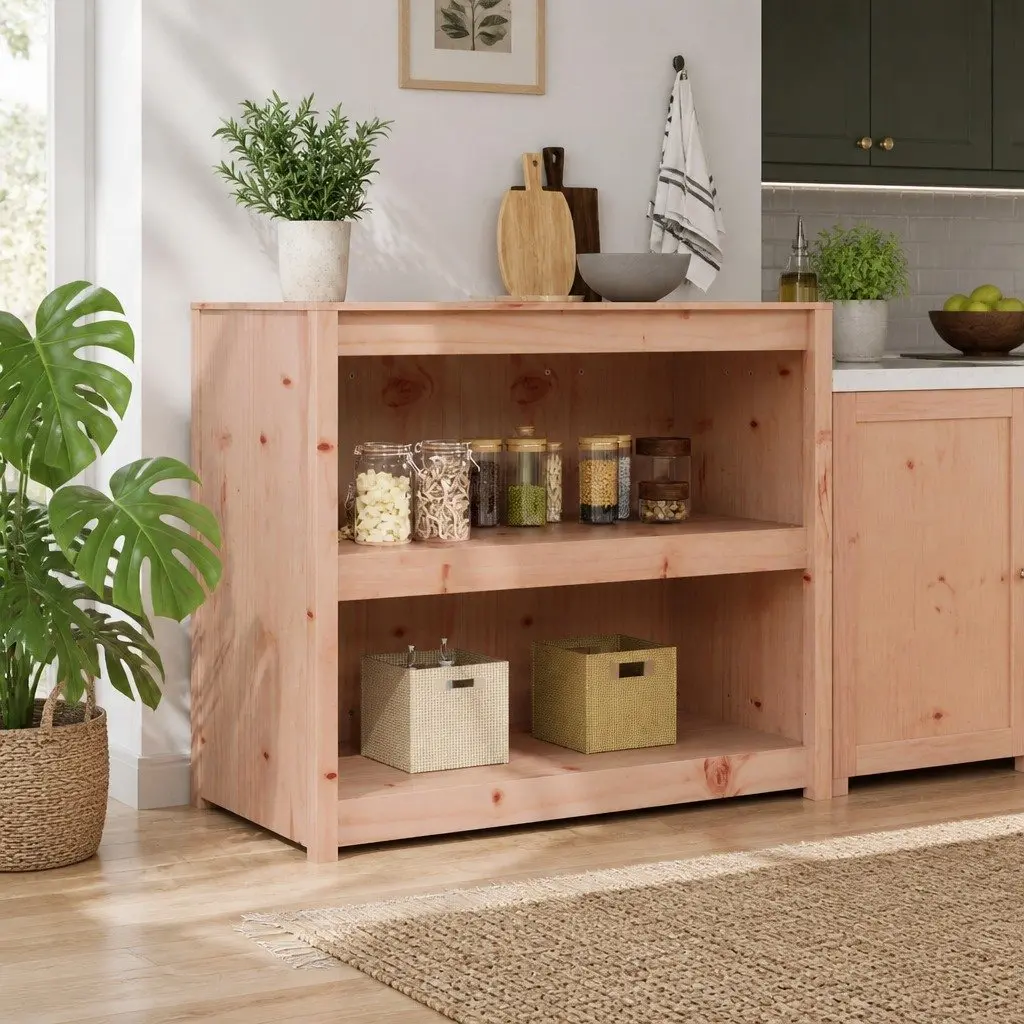Kitchen Cabinet Modern Brown Oak Storage 106x55x92cm