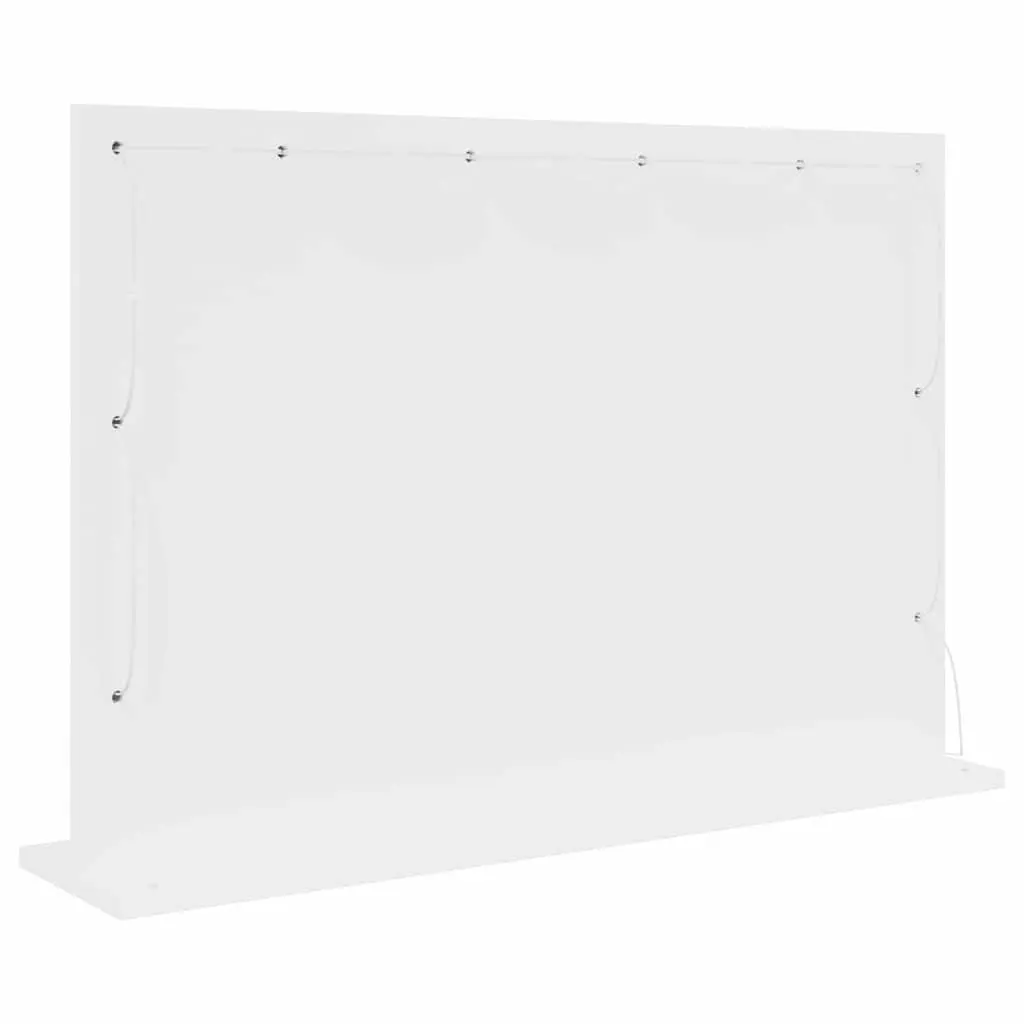LED Vanity Mirror Integrated LED Strip Lighting 80cm White Glass and Engineered Wood