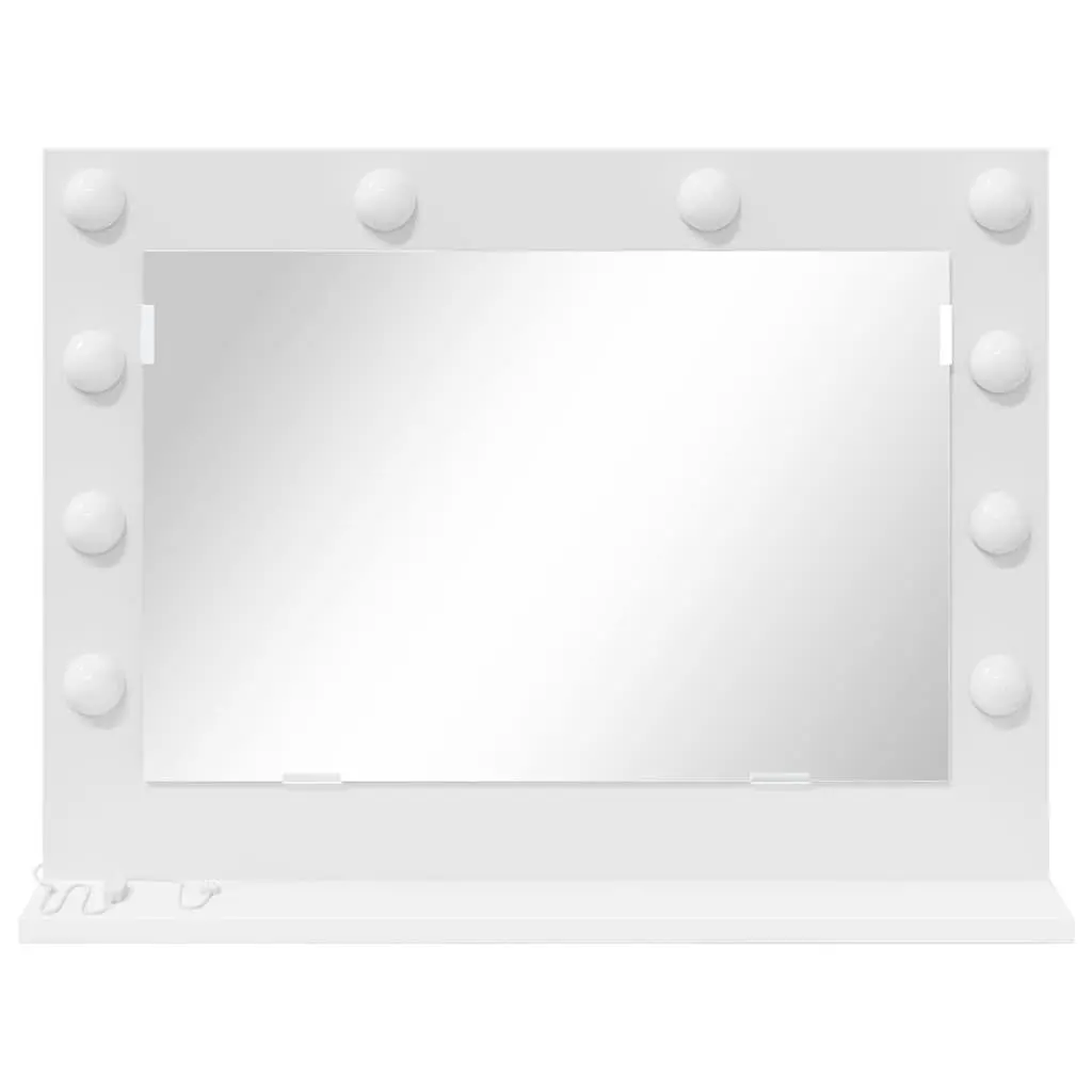 LED Vanity Mirror Integrated LED Strip Lights 60x45x18cm White Glass Engineered Wood