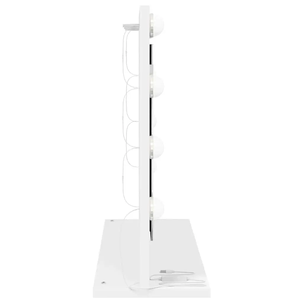LED Vanity Mirror Integrated LED Strip Lights 60x45x18cm White Glass Engineered Wood