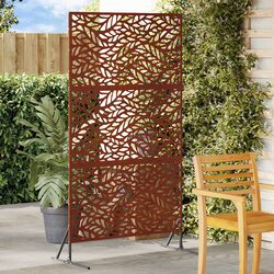 Garden Privacy Screen 100x50x180cm Steel Weathered Rusty Cut-Out Design Outdoor