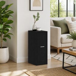 Storage Cabinet Black Oak Modern Apothecary Design Engineered Wood Home