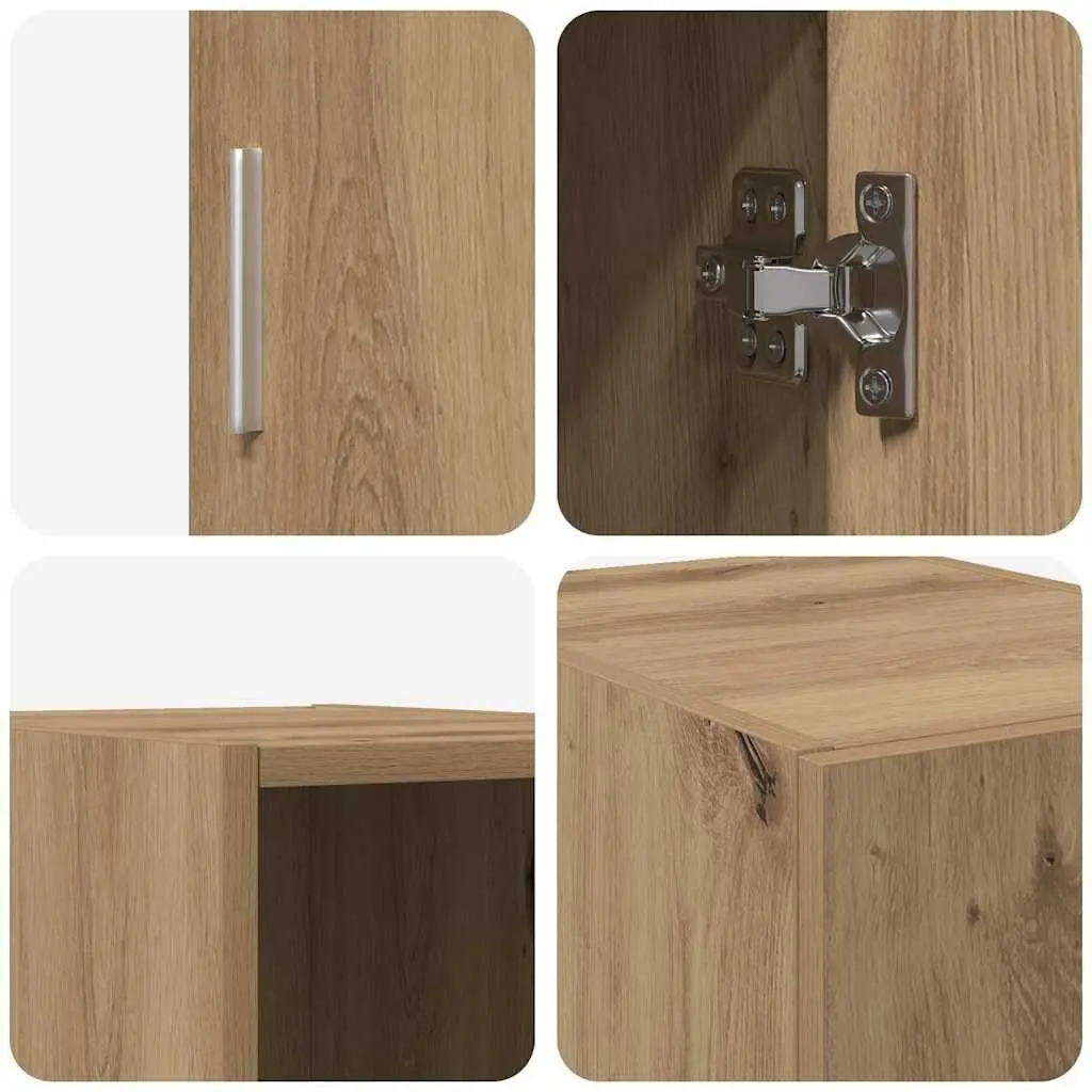 Wall-Mounted Cabinet Modern Storage Furniture Brown Engineered Wood