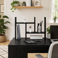Desk Organiser Black Oak Engineered Wood Office Storage Filing Organisation 50cm