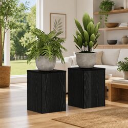 Plant Stand 2 pcs Black Oak 25 x 25 x 35 cm Indoor Outdoor Garden Display