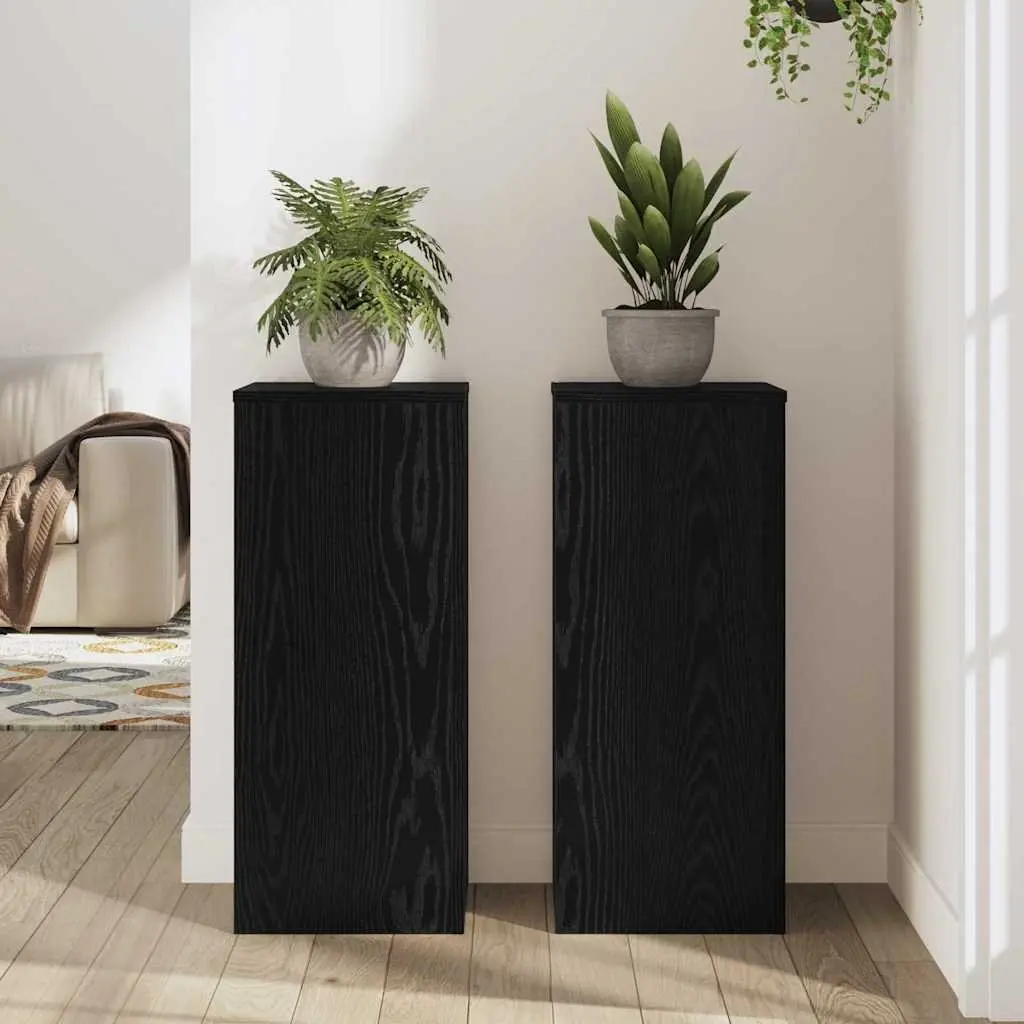 Plant Stand 2 Pieces Engineered Wood 30x30x70cm Black Oak Indoor Outdoor Display