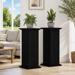 Plant Stand Black Oak 33x33x80cm Modern Engineered Wood Indoor Outdoor Display