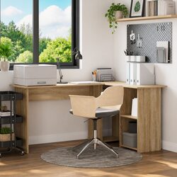 Corner Desk with Shelf Sonoma Oak 142 x 102 x 73 cm Home Office Study
