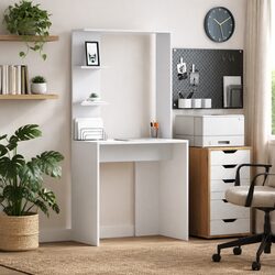 White Writing Desk with Shelves Storage Office Study Workstation 78.5 x 37 x
