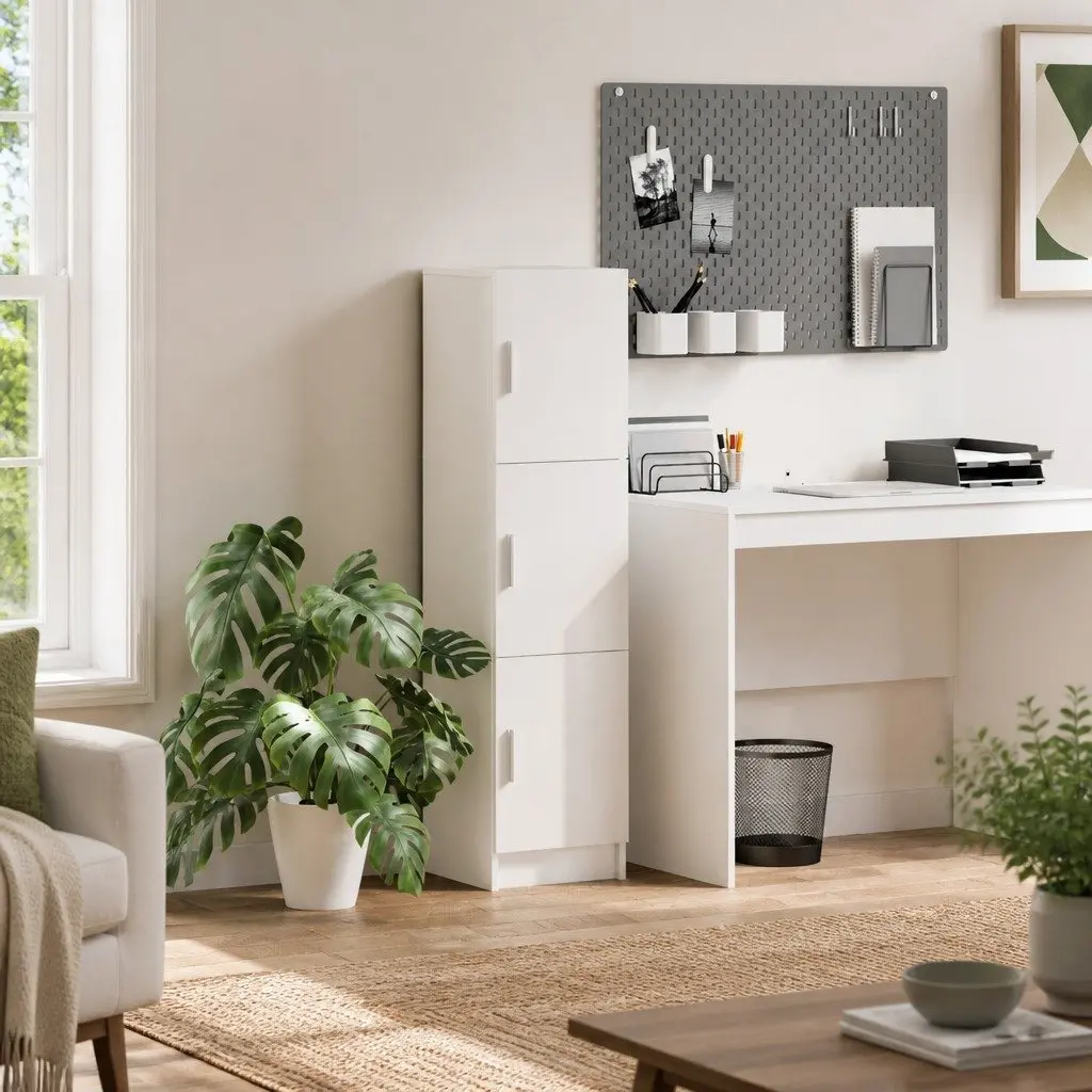 Highboard Storage Cabinet Engineered Wood Modern White 31.5 x 32 x 122.5 cm