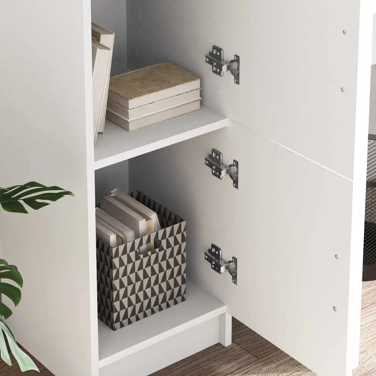 Highboard Storage Cabinet Engineered Wood Modern White 31.5 x 32 x 122.5 cm