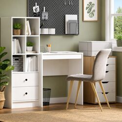 White Writing Desk Compact Home Office Study Computer Workspace Furniture