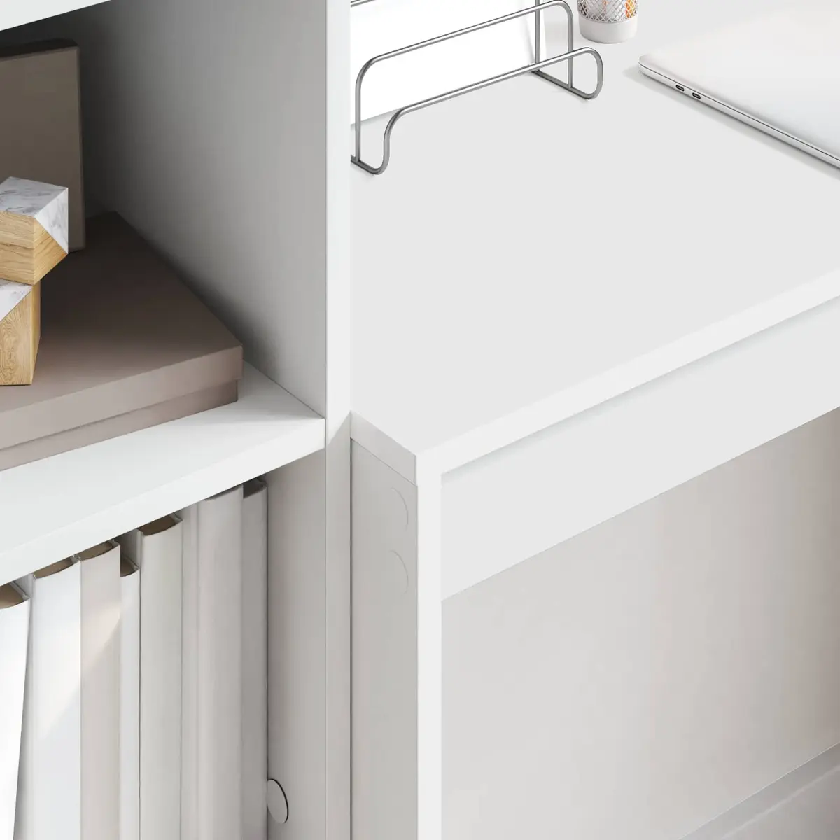 White Writing Desk Compact Home Office Study Workspace Engineered Wood